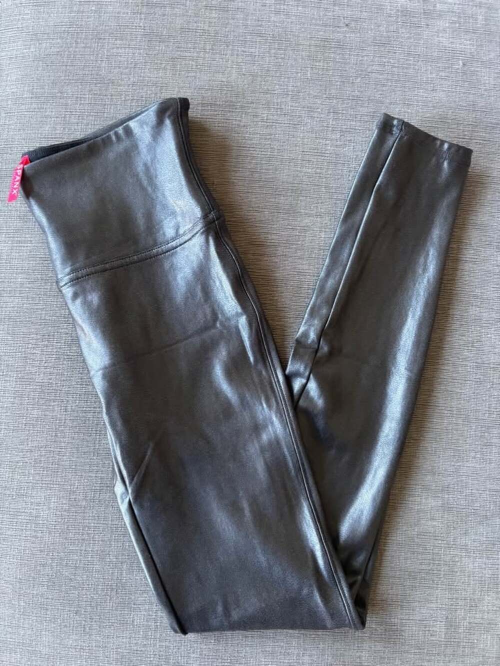 SPANX Faux Leather Leggings Black High Waisted Shaper Tummy Control Medium M